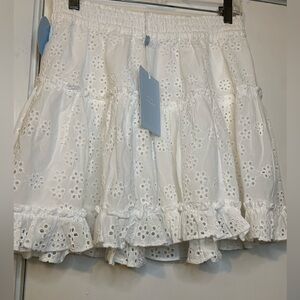 Hill House women white ruffle NEW Skirt size medium